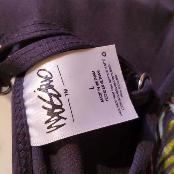 Mossimo Womens Bikini Size L Navy Palm Swimsuit Top Swim Beach Costal Floral - Picture 6 of 9